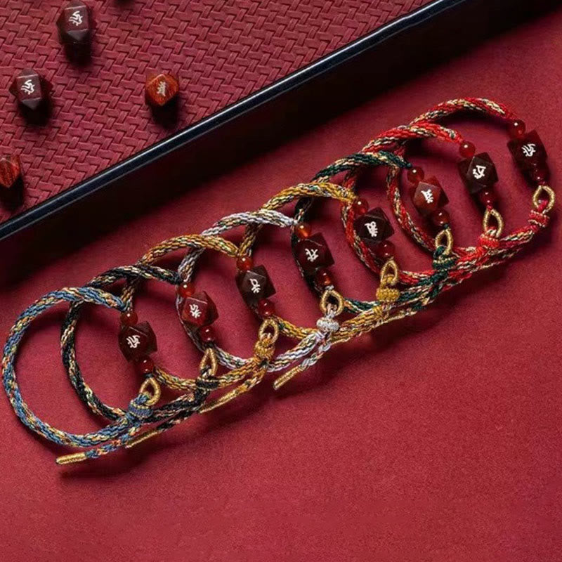 Buddha Stones Chinese Zodiac Natal Buddha Small Leaf Red Sandalwood Red String Protection Bracelet - image 21