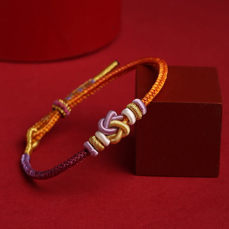 Buddha Stones Colorful String Heart Knot Protection Braided Bracelet - image 1