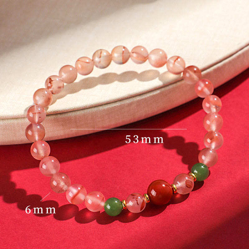 Buddha Stones South Red Agate Butterfly Orchid Hetian Jade Luck Bracelet - South Red Agate(Wrist Circumference: 15-17cm) - image 8