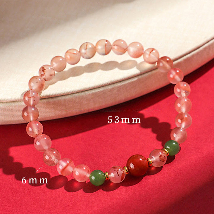 Buddha Stones South Red Agate Butterfly Orchid Hetian Jade Luck Bracelet - South Red Agate(Wrist Circumference: 15-17cm) - image 8