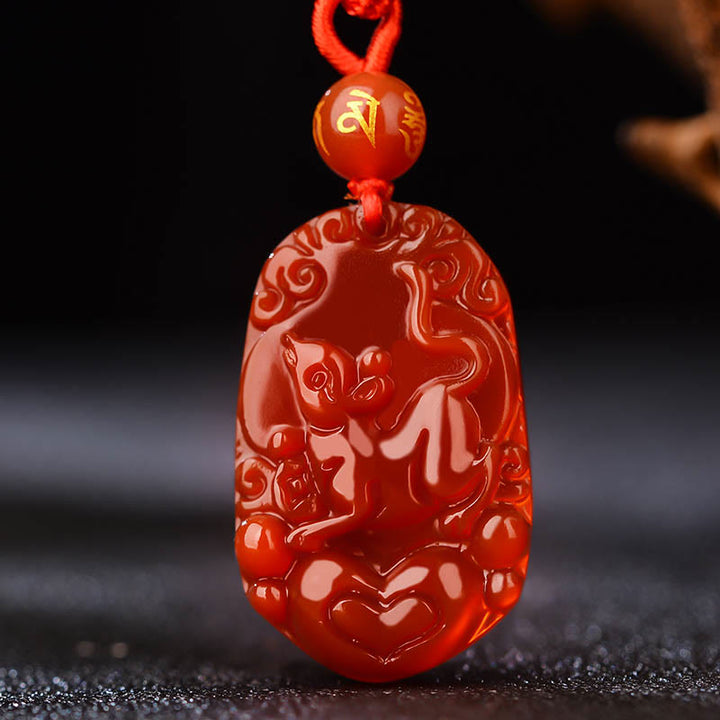 Buddha Stones Chinese Zodiac Red Agate Luck Necklace Pendant - Rat  - image 11