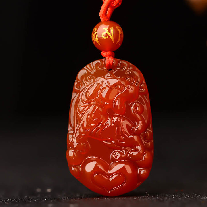 Buddha Stones Chinese Zodiac Red Agate Luck Necklace Pendant - Tiger - image 13