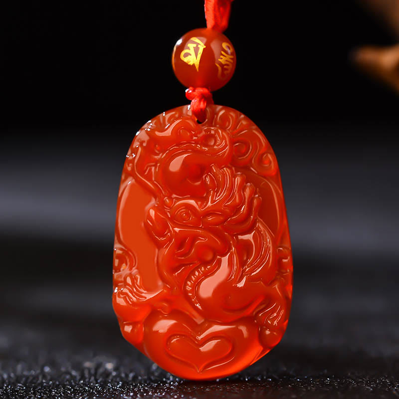 Buddha Stones Chinese Zodiac Red Agate Luck Necklace Pendant - Dragon - image 15