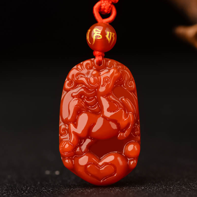 Buddha Stones Chinese Zodiac Red Agate Luck Necklace Pendant - Horse - image 16