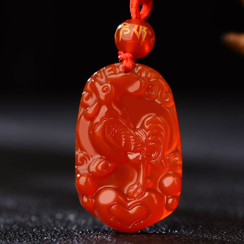 Buddha Stones Chinese Zodiac Red Agate Luck Necklace Pendant - Rooster - image 19