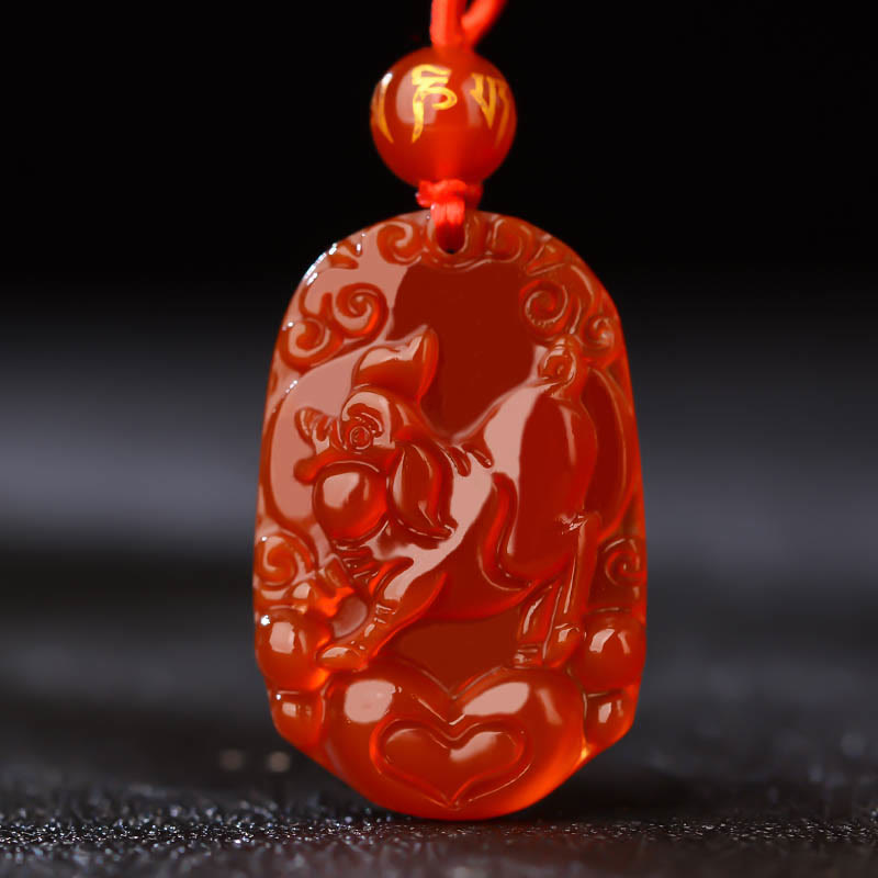Buddha Stones Chinese Zodiac Red Agate Luck Necklace Pendant - Pig  - image 21