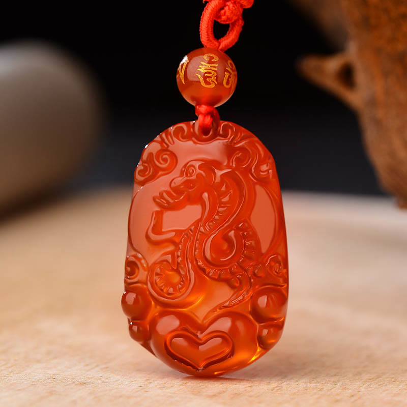 Buddha Stones Chinese Zodiac Red Agate Luck Necklace Pendant - image 4