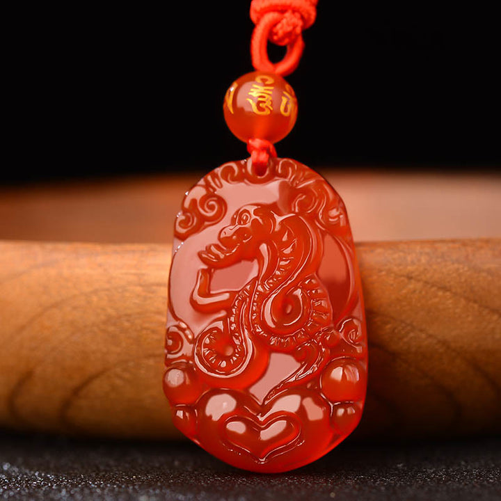 Buddha Stones Chinese Zodiac Red Agate Luck Necklace Pendant - image 2