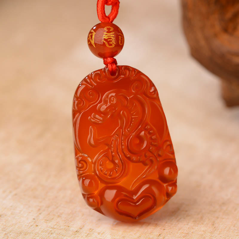 Buddha Stones Chinese Zodiac Red Agate Luck Necklace Pendant - image 3