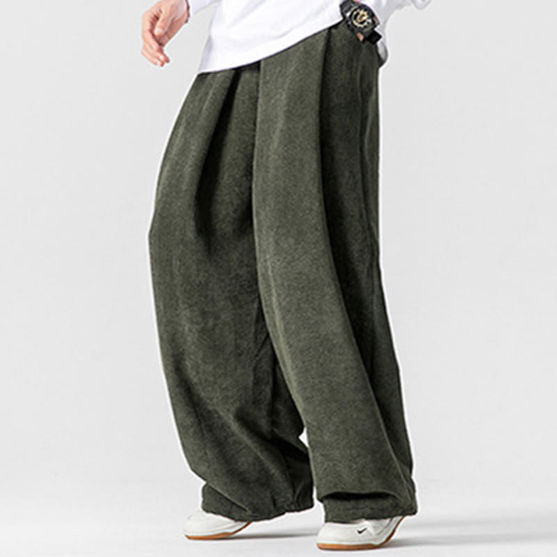 Buddha Stones Solid Color Corduroy Men's Wide Leg Pants With Pockets - image 20