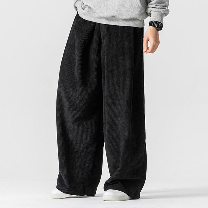 Buddha Stones Solid Color Corduroy Men's Wide Leg Pants With Pockets - image 22