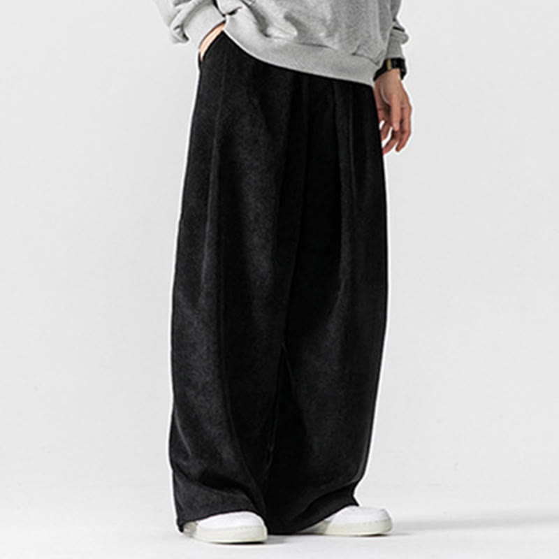 Buddha Stones Solid Color Corduroy Men's Wide Leg Pants With Pockets - image 27