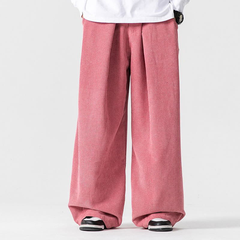 Buddha Stones Solid Color Corduroy Men's Wide Leg Pants With Pockets - Pink - US/UK/AU46，EU56 (5XL) - image 36