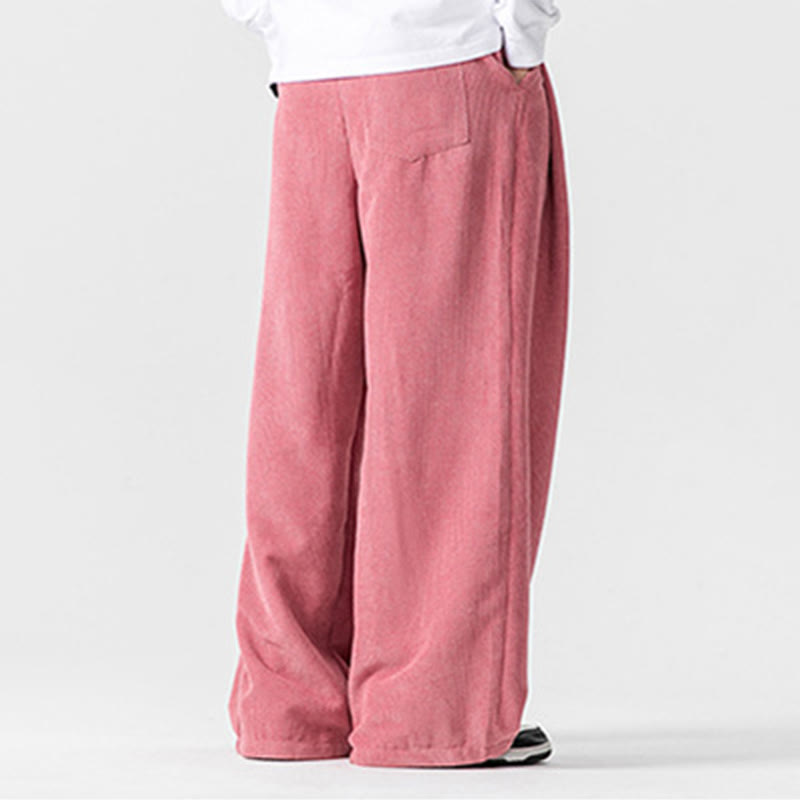 Buddha Stones Solid Color Corduroy Men's Wide Leg Pants With Pockets - image 40