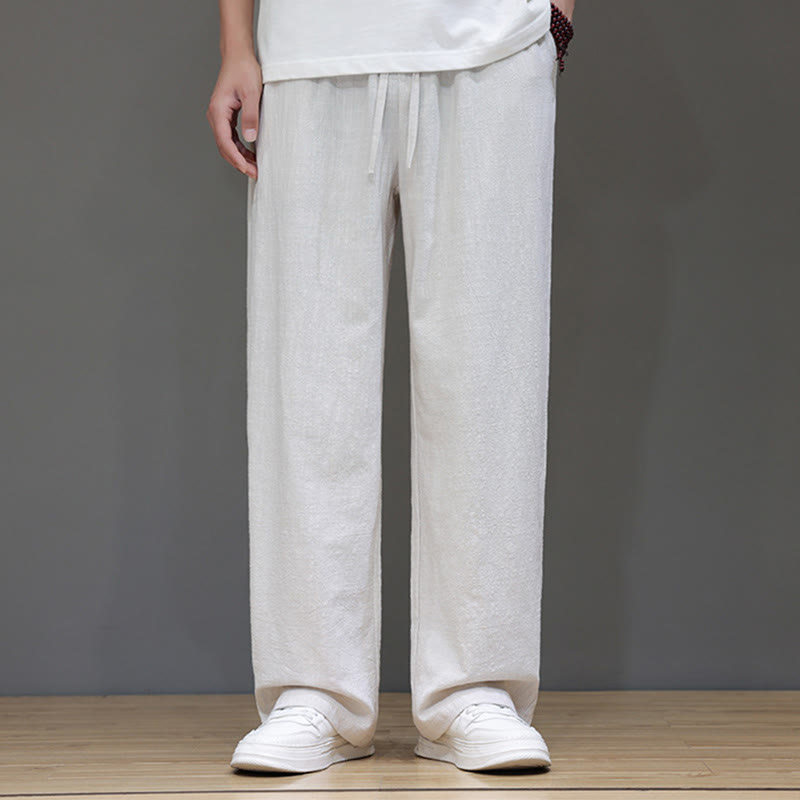 Buddha Stones Summer Men's Cotton Linen Straight Leg Pants With Pockets - image 11