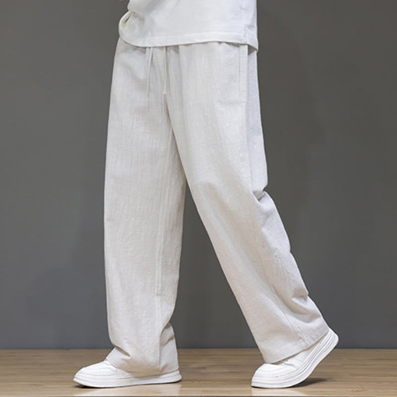 Buddha Stones Summer Men's Straight Leg Pants With Pockets - Linen - US/UK/AU46，EU56 (5XL) - image 10