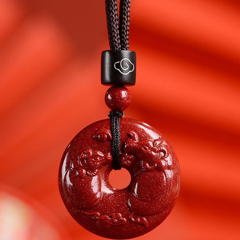 Buddha Stones Chinese Zodiac Cinnabar Peace Buckle Calm Necklace Pendant - Ox - Small 28*8mm - image 15