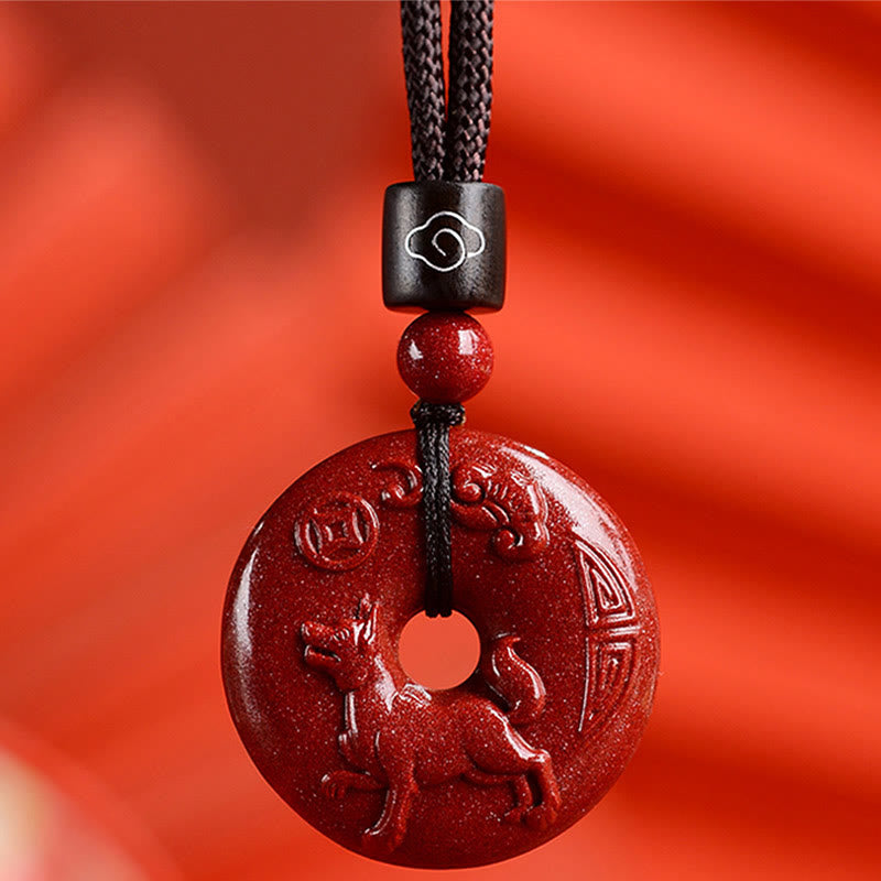 Buddha Stones Chinese Zodiac Cinnabar Peace Buckle Calm Necklace Pendant - Dog - Small 28*8mm - image 34