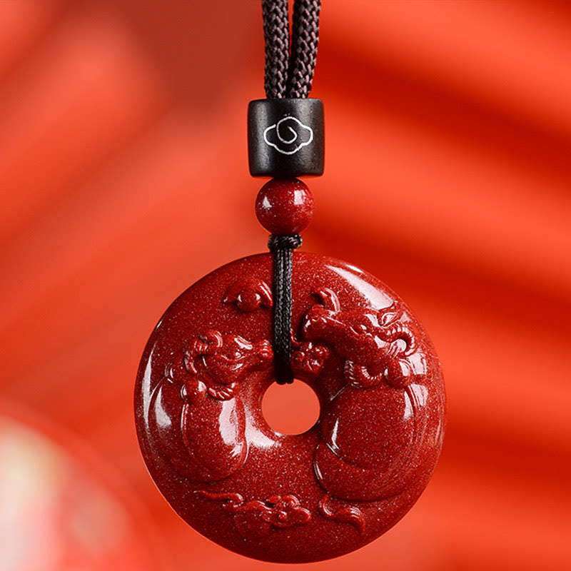 Buddha Stones Chinese Zodiac Cinnabar Peace Buckle Calm Necklace Pendant - Ox - Medium 32*9mm - image 16