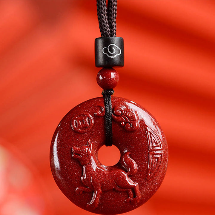 Buddha Stones Chinese Zodiac Cinnabar Peace Buckle Calm Necklace Pendant - Dog - Medium 32*9mm - image 35