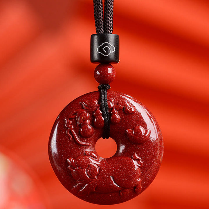 Buddha Stones Chinese Zodiac Cinnabar Peace Buckle Calm Necklace Pendant - Pig - Medium 32*9mm - image 37
