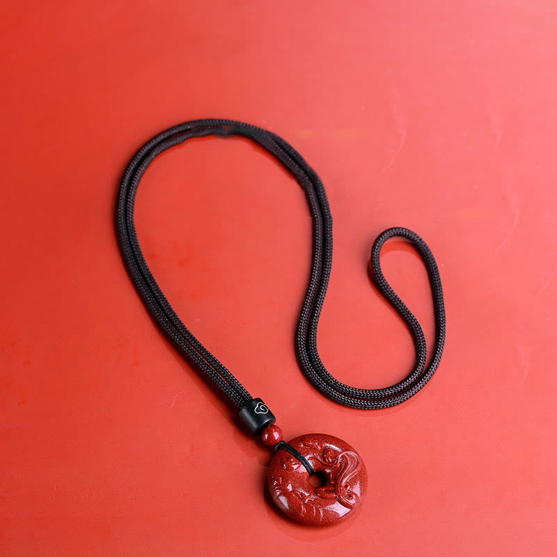 Buddha Stones Chinese Zodiac Cinnabar Peace Buckle Calm Necklace Pendant - image 5