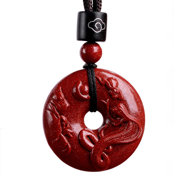 Buddha Stones Chinese Zodiac Cinnabar Peace Buckle Calm Necklace Pendant - image 7
