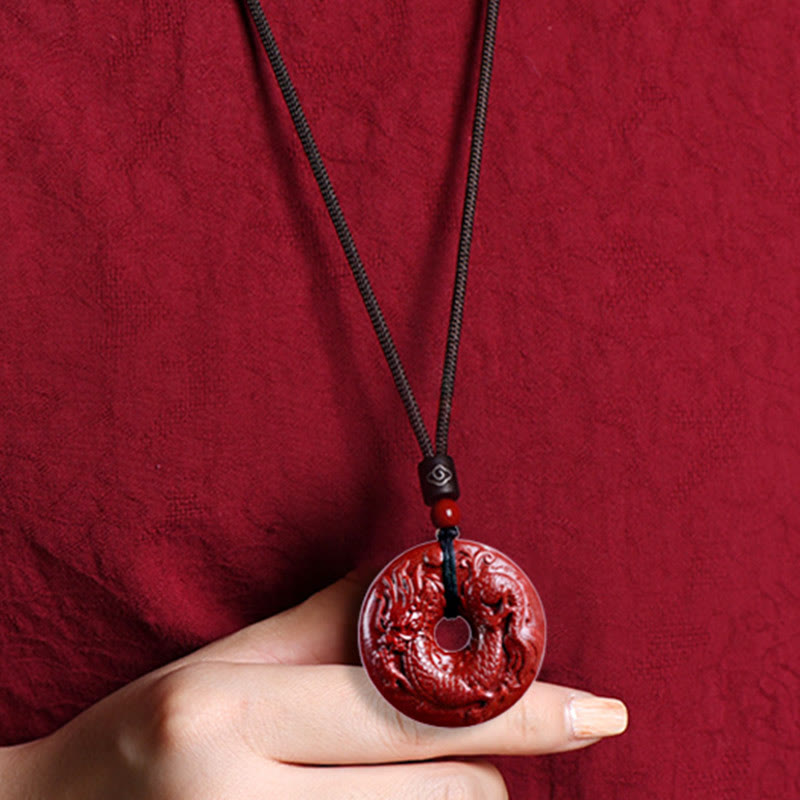 Buddha Stones Chinese Zodiac Cinnabar Peace Buckle Calm Necklace Pendant - image 25