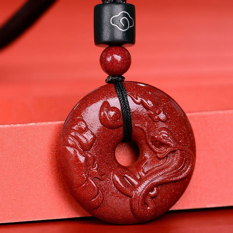 Buddha Stones Chinese Zodiac Cinnabar Peace Buckle Calm Necklace Pendant - image 2