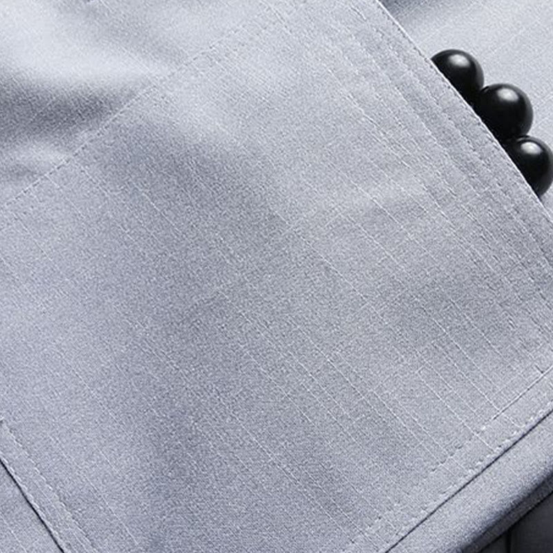 Buddha Stones 2Pcs Tang Suit Plain Color Frog-Button Men's Long Sleeve Shirt Pants Set - image 10