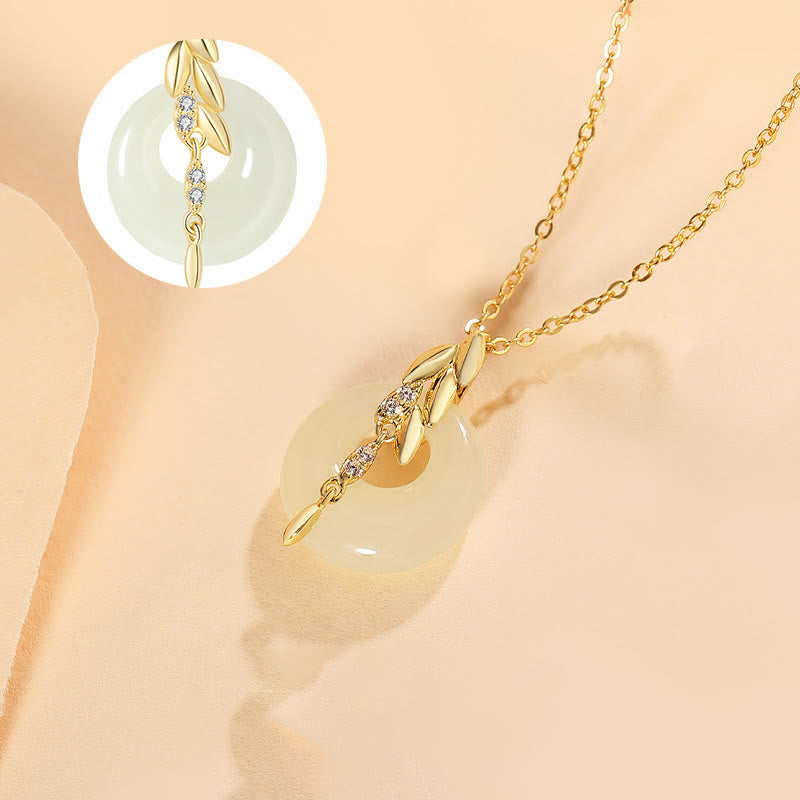 Buddha Stones Hetian Jade 925 Sterling Silver Wheat Luck Necklace Pendant - image 2