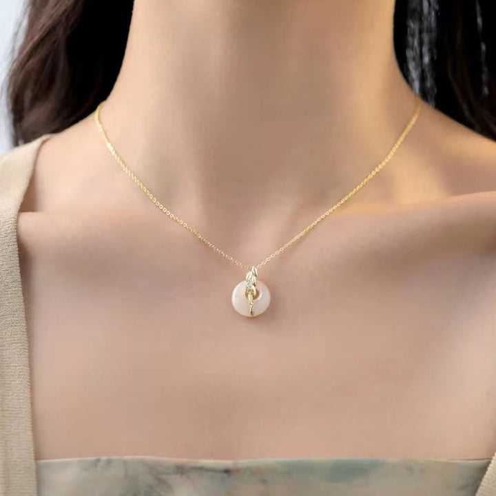 Buddha Stones Hetian Jade 925 Sterling Silver Wheat Luck Necklace Pendant - image 4