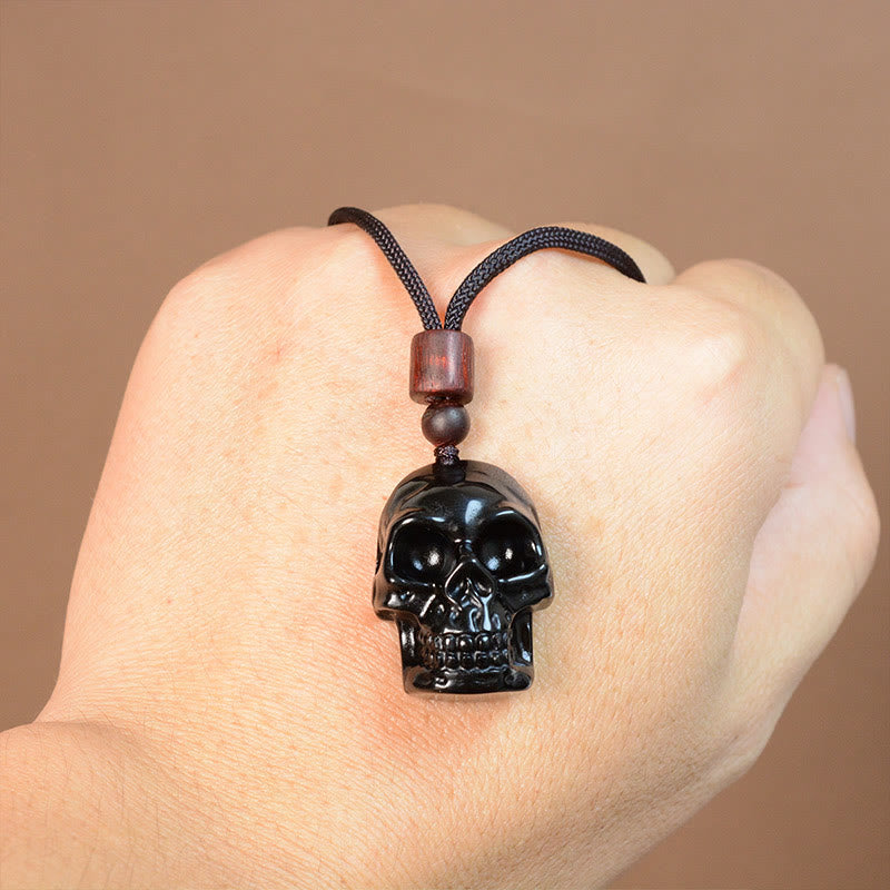 Buddha Stones Black Obsidian String Skeleton Fulfilment Necklace Pendant - image 16