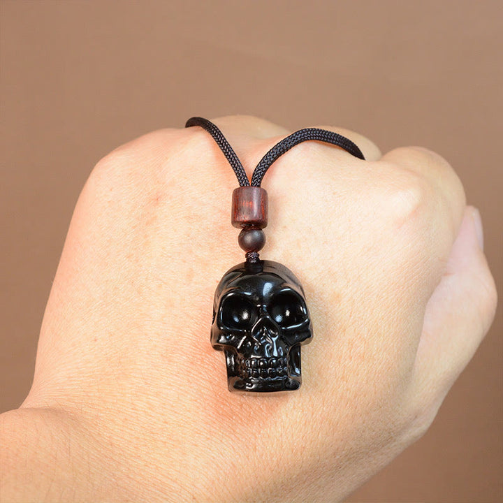 Buddha Stones Black Obsidian String Skeleton Fulfilment Necklace Pendant - image 16