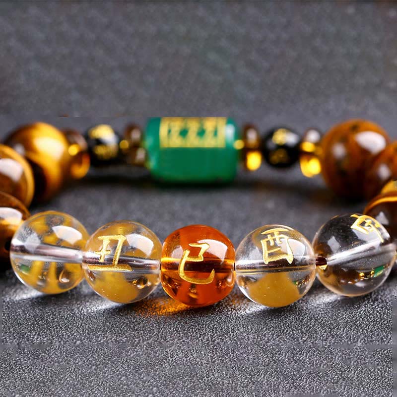 Buddha Stones Chinese Zodiac Tiger Eye White Crystal Courage Bracelet - image 39