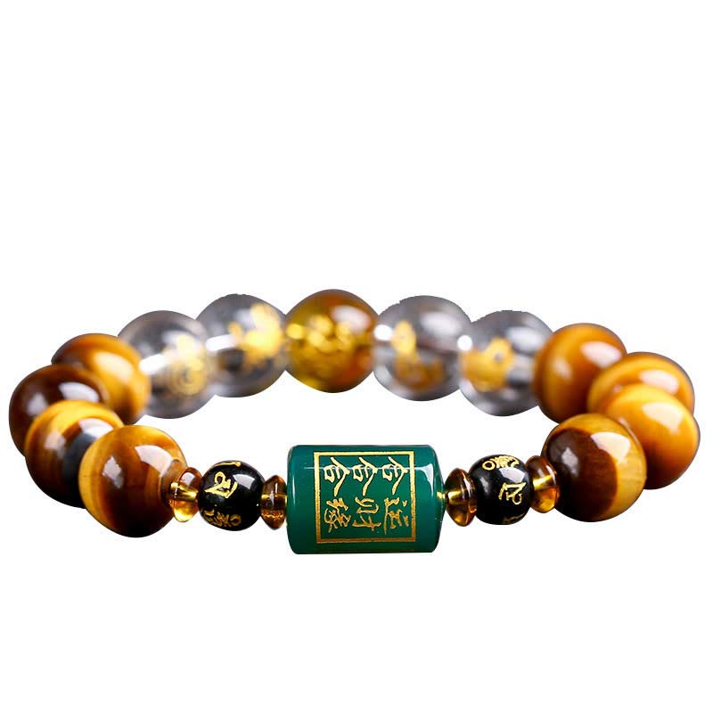 Buddha Stones Chinese Zodiac Tiger Eye White Crystal Courage Bracelet - image 55