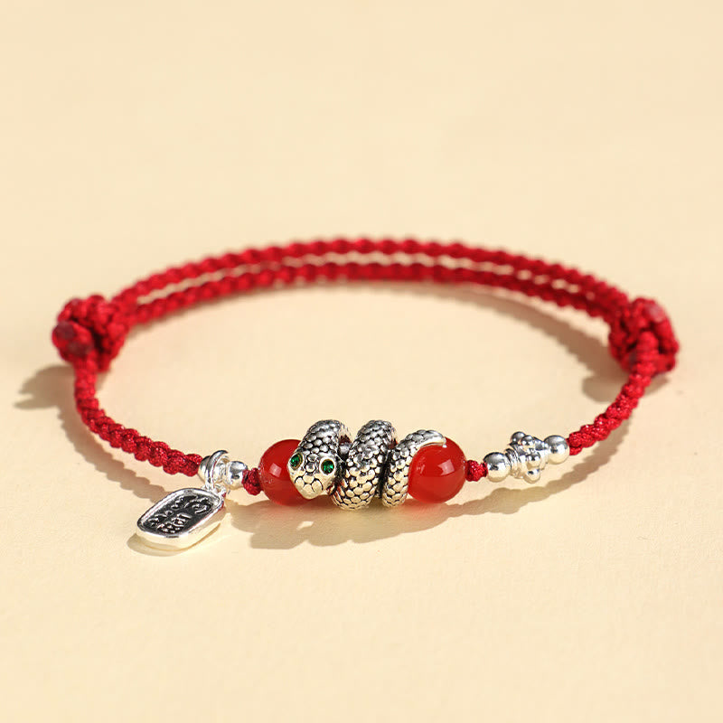 Buddha Stones Fu Character Agate Year Of The Snake Lucky Fortune Charm String Luck Bracelet - image 2