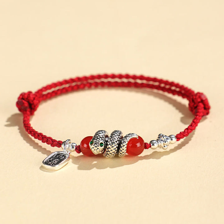 Buddha Stones Fu Character Agate Year Of The Snake Lucky Fortune Charm String Luck Bracelet - image 2