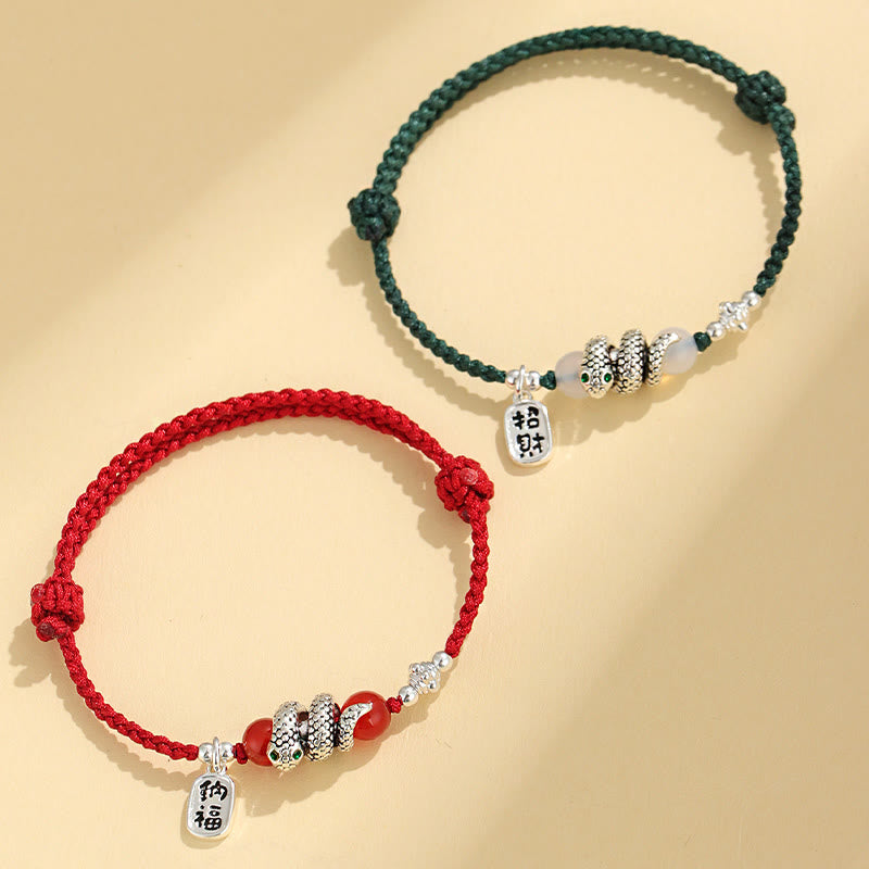 Buddha Stones Fu Character Agate Year Of The Snake Lucky Fortune Charm String Luck Bracelet - image 4