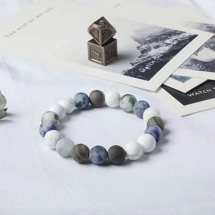 Buddha Stones White Turquoise Picasso Jasper Blue Spot Jasper Relaxation Bracelet - image 4