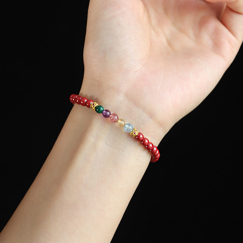Buddha Stones Cinnabar Aquamarine Citrine Strawberry Quartz Amethyst Malachite Blessing Bracelet - image 7