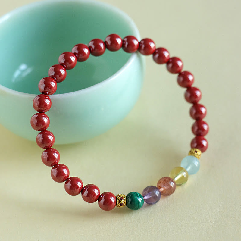Buddha Stones Cinnabar Aquamarine Citrine Strawberry Quartz Amethyst Malachite Blessing Bracelet - image 9