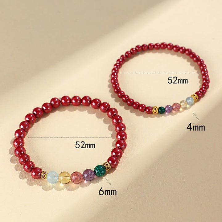 Buddha Stones Cinnabar Aquamarine Citrine Strawberry Quartz Amethyst Malachite Blessing Bracelet - image 13