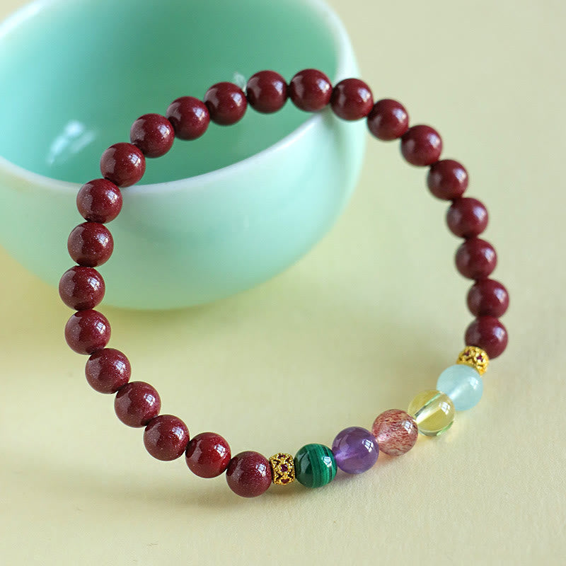 Buddha Stones Cinnabar Aquamarine Citrine Strawberry Quartz Amethyst Malachite Blessing Bracelet - image 3