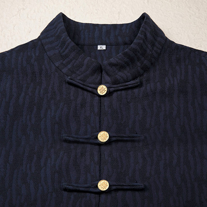Buddha Stones Casual Frog-Button Tang Suit Jacquard Linen Men's Shirt - image 14