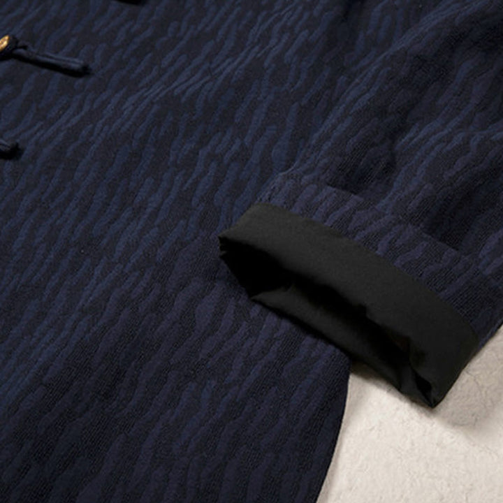 Buddha Stones Casual Frog-Button Tang Suit Jacquard Linen Men's Shirt - image 16
