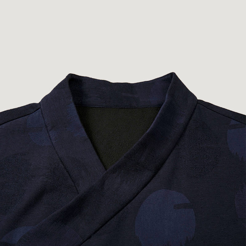 Buddha Stones Solid Color Men's V-Neck Long Sleeve Shirt Jacquard Cotton Clothing - image 5