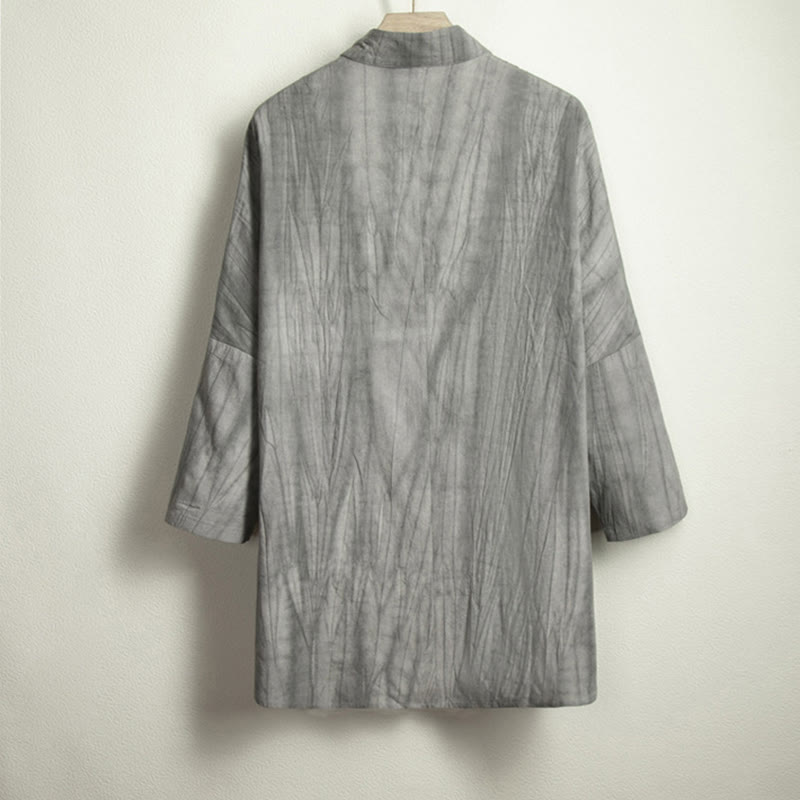 Buddha Stones Casual Gray Men's Frog-Button Shirt Zen Clothing - image 4