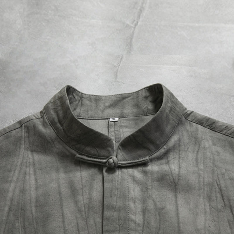 Buddha Stones Casual Gray Men's Frog-Button Shirt Zen Clothing - image 5