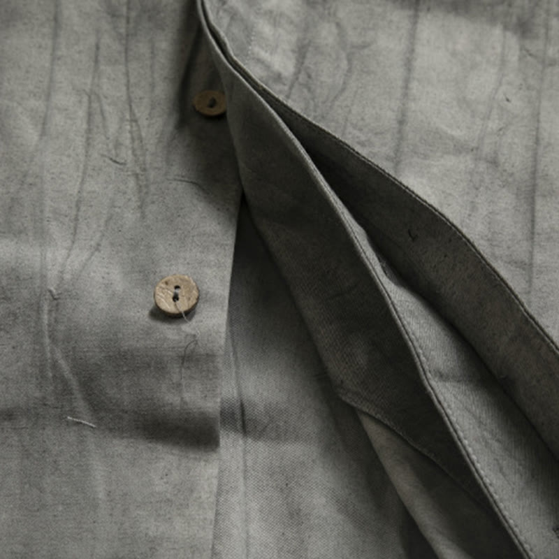 Buddha Stones Casual Gray Men's Frog-Button Shirt Zen Clothing - image 6